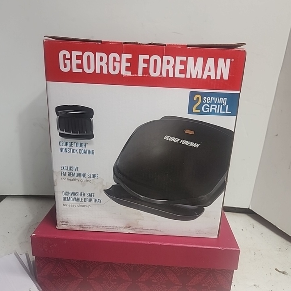NEW - George Foreman 2-Serving Nonstick Indoor Grill & Panini Press - GR10B